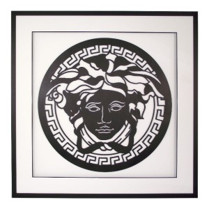 Obraz panel 3 d w czarnej drewnianej ramie Meduza 83x83cm