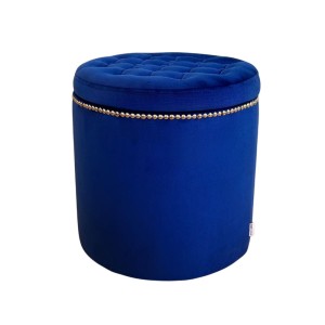 Pufa okrągła otwierana z nitami granatowa Karo