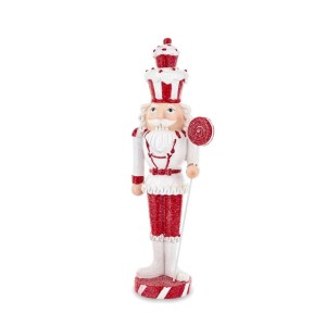 	Figurka dziadek do orzechów biało czerwony Candy Cane 11x8x34cm