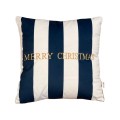 Poduszka welurowa pasy biało granatowe Merry Christmas Modern