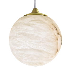 Lampa wisząca alabaster mosiądz Volterra 30x25x30cm
