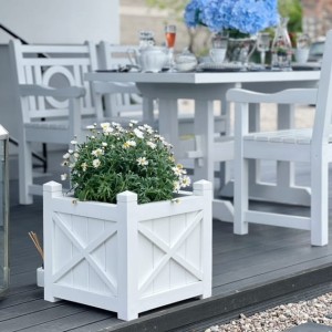 Drewniana donica biała Flamingo 40x40x40cm