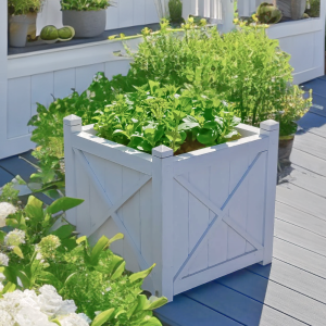 Drewniana donica biała Flamingo 50x50x50cm