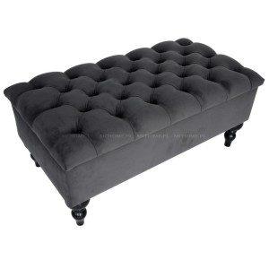 ŁAWECZKA NA NÓŻKACH PIKOWANA SZARA " GREY VELVET FLORE "