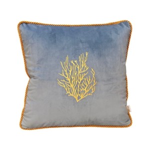 Poduszka welurowa niebieska haftowana Sopot Coral