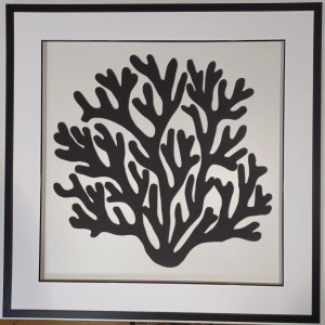 Obraz panel 3 d w czarnej drewnianej ramie Koralowiec 83x83cm 