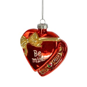 Zawieszka choinkowa szklana serce Be Mine 8x8cm