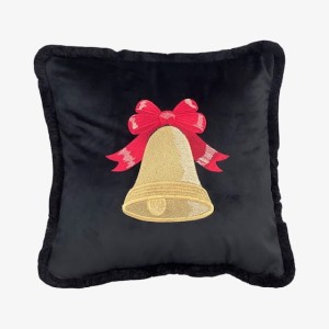 Poduszka welurowa  czarna świąteczna  Fringle Bell 45x45cm