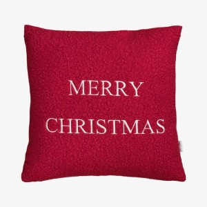 Poduszka świąteczna czerwona boucle Merry Christmas 45x45cm