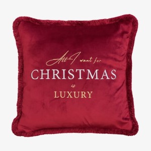 Poduszka welurowa czerwona świąteczna ALL I WANT Luxury