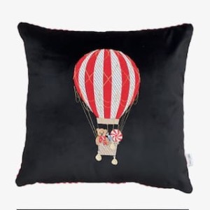 Poduszka welurowa czarna świąteczna Baloon 