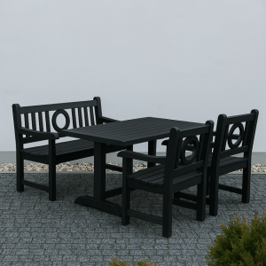 Zestaw ogrodowy sosnowy czarny styl Hampton 4 osoby 