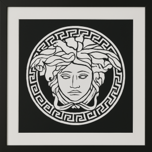 Obraz panel 3 d w drewnianej ramie biała Meduza 83x83cm 