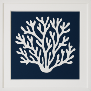 Obraz panel 3 d w białej ramie biały Koralowiec 83x83cm