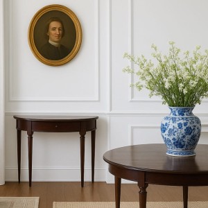 Konsola wąska drewniana ciemny orzech Wiktoria 80x30x74cm