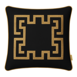 Poduszka welurowa czarna haft wzór grecki Modern Classic NO1 