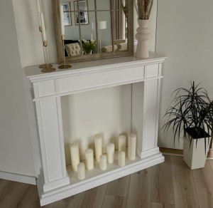 Portal kominkowy drewniany atrapa biały matowy 120cm