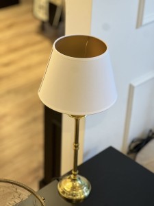 Abażur bawełna stożek biały White Classic złoty środek 14cm 