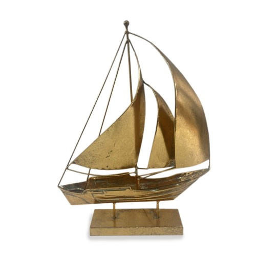 Łódka metalowa złota patynowana h45cm