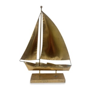 Łódka metalowa złota patynowana h43,5cm