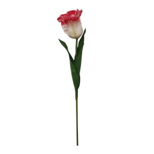 Kwiat tulipan sztuczny papuzi kremowo czerwony h68cm