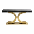 Konsola metalowa złota blat czarny CoCo