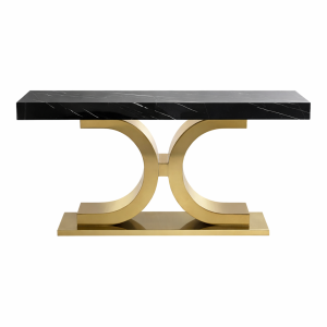 Konsola metalowa złota blat czarny CC