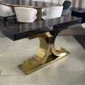 Konsola metalowa złota blat czarny CoCo
