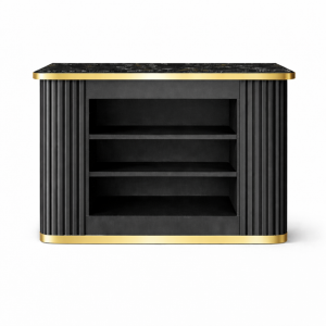 Konsola metalowa czarno złota zabudowana  Bocaro 