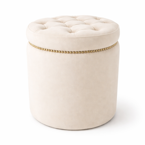 Pufa okragła pikowana ze złotymi nitami Karo