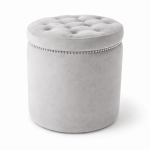 Pufa okragła pikowana ze srebrnymi nitami Karo 