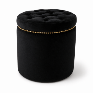 Pufa okragła pikowana ze złotymi nitami Karo  