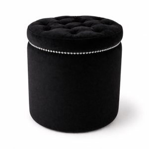 Pufa okragła pikowana ze srebrnymi nitami Karo  