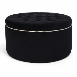 Pufa okrągła otwierana czarna Karo