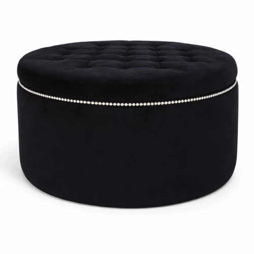 Pufa okrągła otwierana czarna Karo