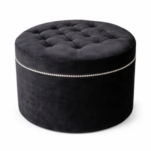 Pufa okrągła z nitami czarna Karo