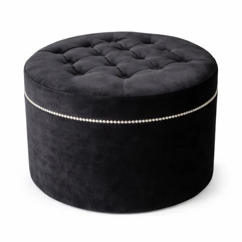 Pufa okrągła z nitami czarna Karo