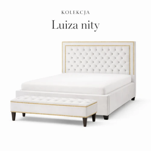 Łóżko z pojemnikiem na pościel nitami i pikowaniem Luiza 