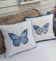 Poduszka welurowa niebieska Spring Butterfly