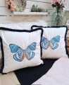 Poduszka welurowa niebieska Spring Butterfly no2