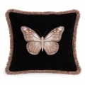 Poduszka welurowa czarna motyl brązowy
