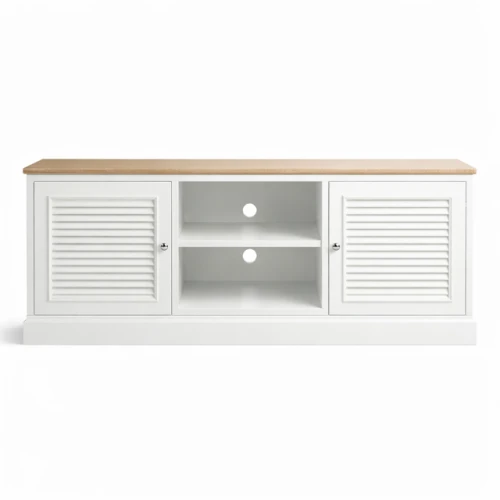 Szafka RTV drewniana biała HAMPTON no2