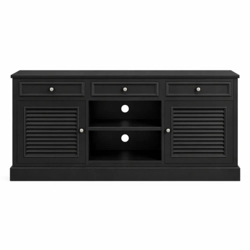 Szafka RTV drewniana czarna  HAMPTON no1