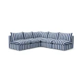 Sofa narożna outdoor pasy biało granatowe Marbella