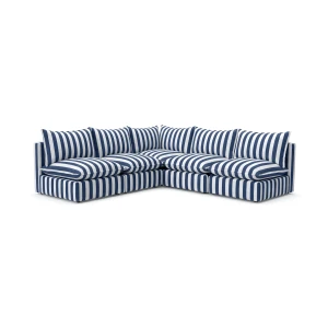 Sofa narożna outdoor pasy biało granatowe Marbella 