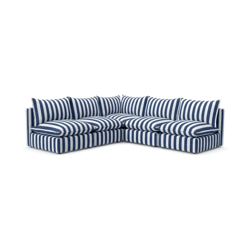 Sofa narożna outdoor pasy biało granatowe Marbella 