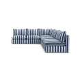 Sofa narożna outdoor pasy biało granatowe Marbell