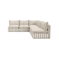 Sofa narożna outdoor pasy biało beżowe Marbella