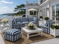 Sofa outdoor pasy biało granatowe Marbella 260 cm