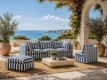 Fotel outdoor pasy biało granatowe Marbella